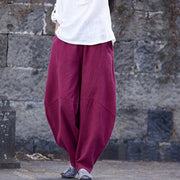 Vintage  Yoga Clothes Cotton  Linen Women High Waist Pants Baggy Loose  Large Oversized Size Women's Cargo Trousers Wide Leg