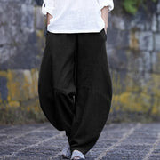 Vintage  Yoga Clothes Cotton  Linen Women High Waist Pants Baggy Loose  Large Oversized Size Women's Cargo Trousers Wide Leg