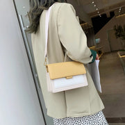 Contrast color Leather Crossbody Bags For Women Travel Handbag Fashion Simple Shoulder Messenger Bag Ladies Small Flap Bag