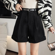 Retro High Waist Wide-leg Women Shorts 2024 New Autumn Winter Corduroy Casual Female Shorts Boyfriend Style Woman Shorts