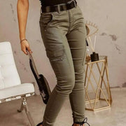 Casual Office Lady Trousers Lady Cargo Pants Low Waist Solid Color Ankle Tied Pants  Slim