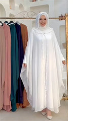 Ramadan Chiffon Muslim 2 Piece Khimar Abaya Set Islam Hijab Dress African Dresses For Women Kebaya Robe Femme Musulmane Kaftan