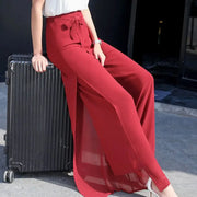 2024 Elegant Fashion Harajuku Slim Fit Female Clothes Loose Casual All Match Chiffon Wide Leg Pants High Waist Split Skirt Pants