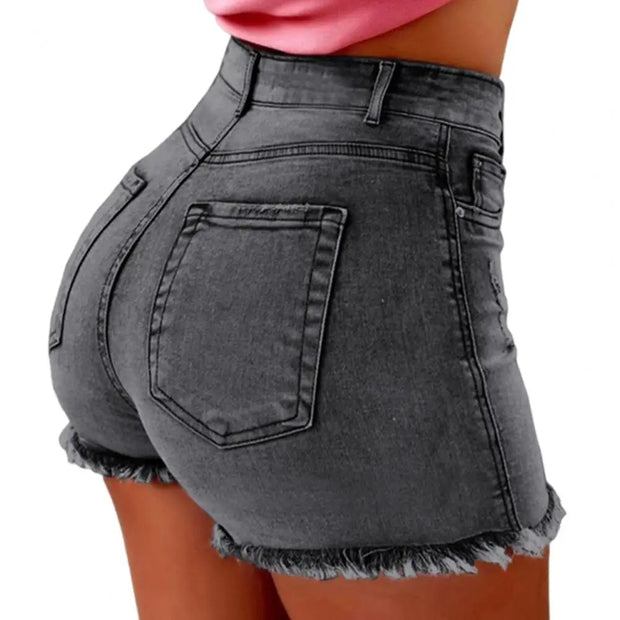 Summer Women Slim Shorts Trousers Fashion Ladies Jeans Broken Denim Shorts Ripped Jeans High Waisted Hotpant Slim Fit