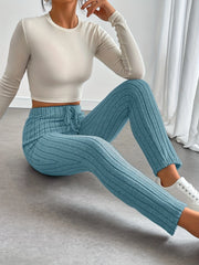 Women's tailored pants with drawstring design, soft and comfortable knitted fabric, versatile