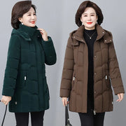 Women's Winter Thickened Jackets Down Cotton Parkas Hooded Quilted Long Pockets coat Middle aged Female Overcoat