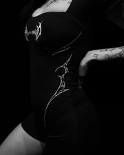 Breathedivinity Body Suits With Bra Cup Women Seamless Shorts Muscle GYM Fitness in Black Wolves Club Y2K