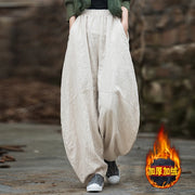 Elegant Women's Cotton Linen Baggy Cargo Pants Vintage Elastic Waist Yoga Trousers Loose Casual Long Wide Leg Oversize Clothes