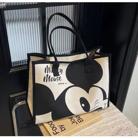 Disney's New Cartoon Mickey Casual Versatile Women's Large-capacity Canvas Bag Fashionable Work Commuter Handbag