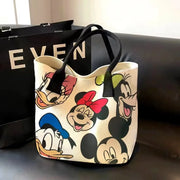 New Disney Minnie Pluto Cartoon Large Capacity Women's Canvas Bag Hand Shopping Bag Shoulder Bag Shopping Handbag