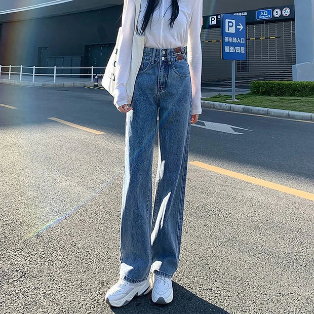 High Waist Jeans Women 2024 Spring Autumn New Fashion Loose Cover Sag Wide Leg Pants Female Large Size Thin Ninth Pants