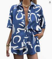 New In Matching Sets Women Summer Outfits For Women 2025 Casual Beach Holiday Loose Shirt Short Sets Bohemian Two Piece Set For