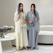 Eid Batwing Satin Shimmer Abaya Dubai Luxury 2025 Islam Muslim Kaftan Dress Kebaya Abayas for Women Vestido Caftan Marocain Robe