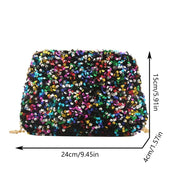 Sequins Crossbody Chain Bag Simple INS Solid Color Sequins Shoulder Bag Underarm Bag Phone Purse Evening Clutch Bags Handbag