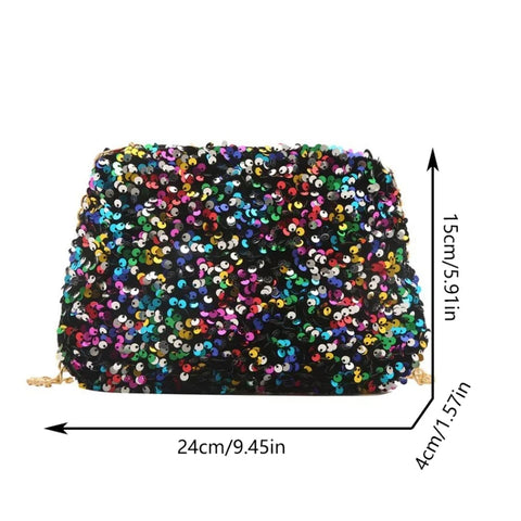 Sequins Crossbody Chain Bag Simple INS Solid Color Sequins Shoulder Bag Underarm Bag Phone Purse Evening Clutch Bags Handbag