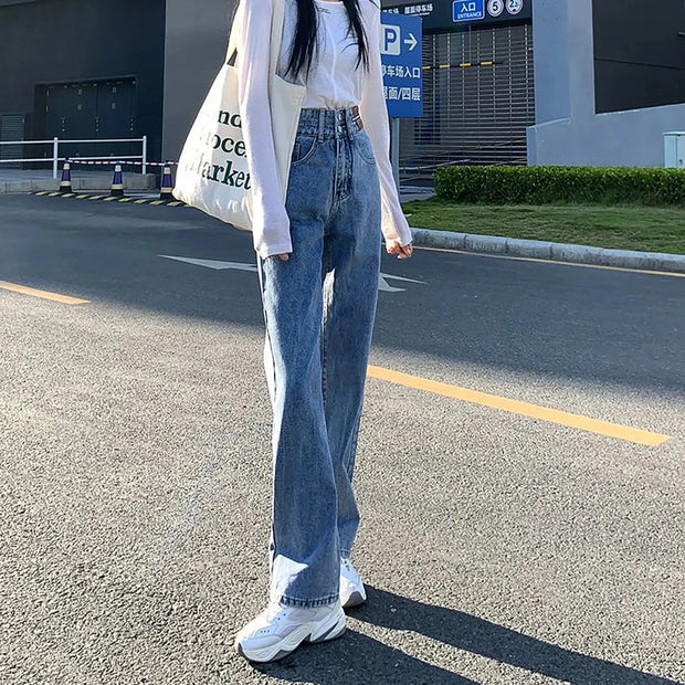 High Waist Jeans Women 2024 Spring Autumn New Fashion Loose Cover Sag Wide Leg Pants Female Large Size Thin Ninth Pants