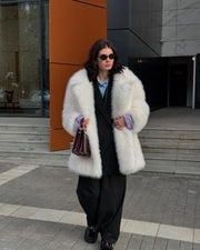 Lapels Faux Fur Coat Women 2024 Winter Brand Designer Fluffy Fox Fur Jacket Luxury Furry Overcoats Girl Stylish Long Outerwear