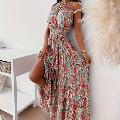 Contrast Color Female Dresses Elegant Loose Summer 2024 Beach Women’s Long Dress High Waist Sleeveless New Fashion Midi Length