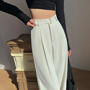 High Quality Casual Suit Wide Leg Pants Women Elegant 2025 Spring Summer Fashion Solid Color High Waist Loose Outwear Trousers