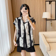 Summer 2024 New Fashion Temperament Printing Blouse Irregular High Waist A-line Skirt Two-piece Suit Femme Trend Matching Sets