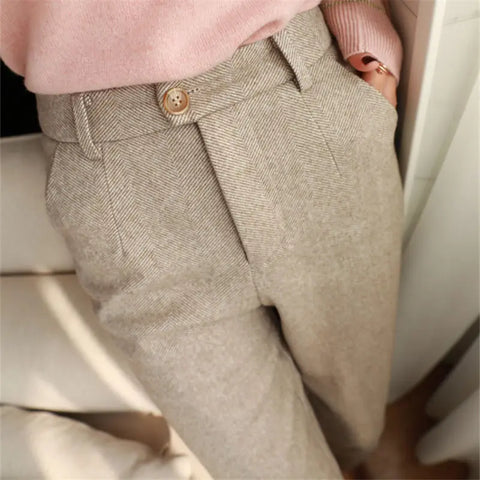 Woolen Pants Women's Harem Pencil Pants 2023