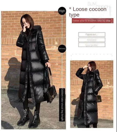 Winter Black Women Hooded Parkas X-long Jackets Casual Thick Warm Windproof Coat Female Outwear Streetwear Oversize 4XL