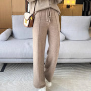 2024 High-end Cashmere Temperament Wide-leg Pants Women's High Waist 100 Pure Wool Pants Loose Casual Straight Outer Trousers