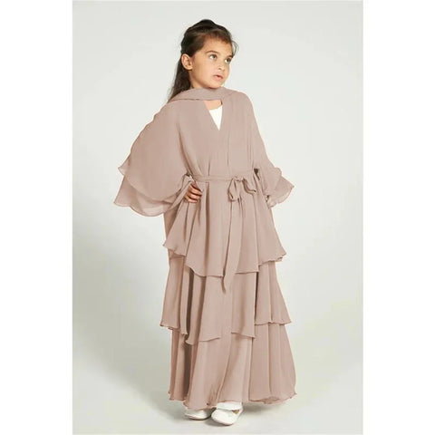 Ramadan Chiffon Muslim Kids Abaya Girls Set Dubai Turkey Islam Hijab Dress Khimar Prayer Clothes For Women Kebaya Robe Musulmane