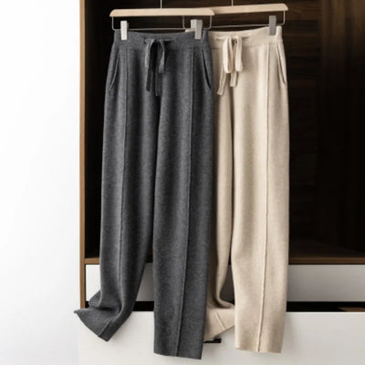 2024 Cashmere Pants Women's Wear Thin Harlan Pants Wool Knitted Radish Pants Autumn and Winter Loose Grandma