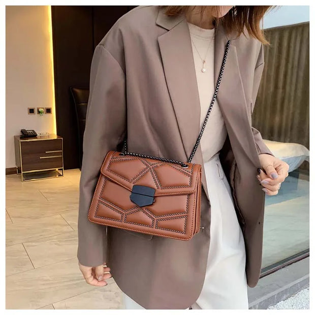 2025 Pu Leather Shoulder Bags for Women Handbag Fashion Crossbody Bag Vintage Underarm Bag Square Satchel Chain Messenger Bag