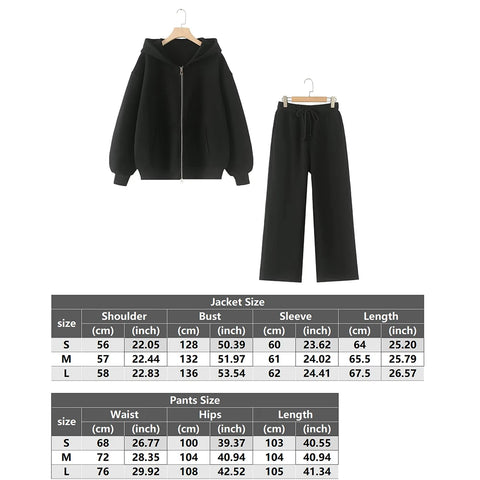 Tracksuits Set Woman 2024 Winter Cotton Solid Women's Suits Wide Baggy Pants Sportswear Women Sweater 2 Piece Set Women Outfits