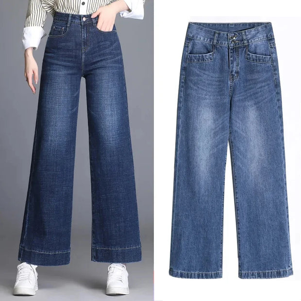 Oversize 34 Baggy Jeans Women High Waist Wide Leg Pants Washed High Street Vaqueros Ankle Length Office Lady Denim Trousers