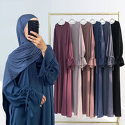 Ramadan Bowknot Dubai Abaya Dress Arabic Muslim Women Modest Clothing Islam Party Kaftan Turkey Robe Eid Djellaba Kebaya Caftan