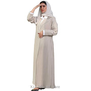 Abaya Dubai Luxury Middle East Elegant Arbian Abayas Black White Cardigan Kebaya Islamic Kaftan Pleated Leather Buttons Coat