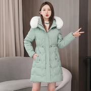 2024 New Winter Women Parka Fur Hooded Jackets Thicken Warm Cotton-padded Puffer Coat Casual Long Parkas Clothes Loose Outerwear