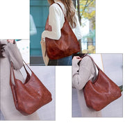 Vintage Women's Bag Leather Large Capacity Marble Grain Women's Shoulder Bag Daily Commuter Handbag Shopping