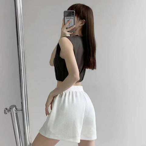 Women Shorts Summer Elastic Lace Up Drawstring Sweat Short Sport Underpanties Girl Straight Leg Pants Female Underware Panties