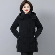 Women's Winter Thickened Jackets Down Cotton Parkas Hooded Quilted Long Pockets coat Middle aged Female Overcoat