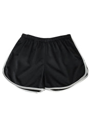 Striped Sports Shorts for Women, Simple Loose Shorts, Casual Slimming Short for Ladies, High Waisted, Monochrome, Summer Fashion