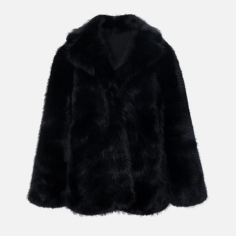 Lapels Faux Fur Coat Women 2024 Winter Brand Designer Fluffy Fox Fur Jacket Luxury Furry Overcoats Girl Stylish Long Outerwear