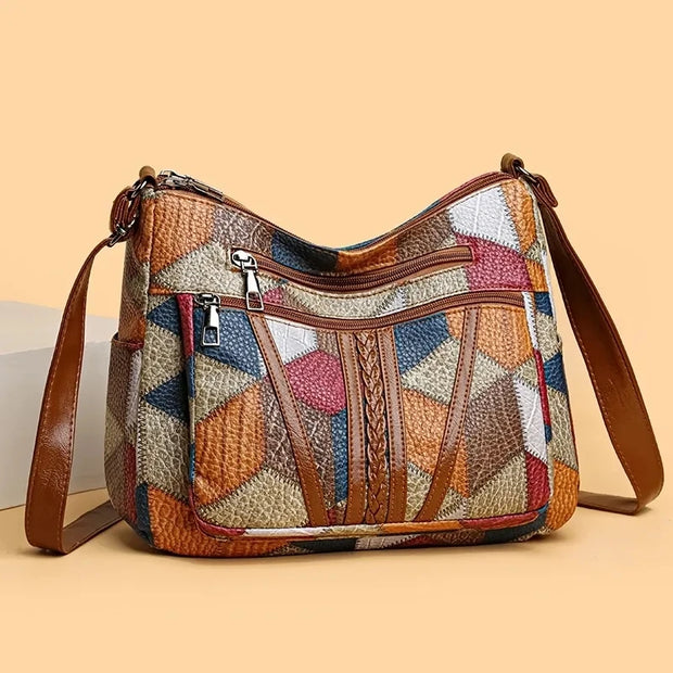 Women's Elegant Vintage Crossbody Bag Trendy HandBag Fashion Multi-pockets Shoulder Bag All-match Retro Crossbody Bag for Daily