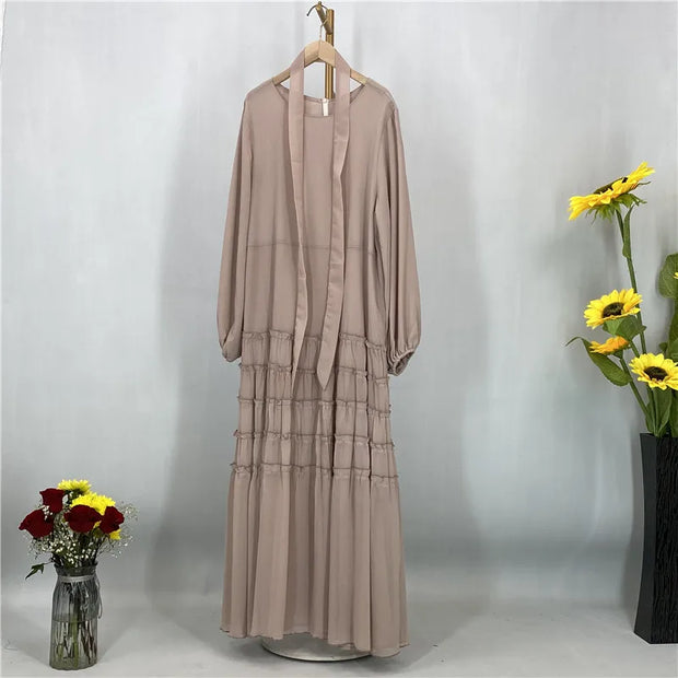 Ramadan Chiffon Kaftan Abaya Dubai Luxury Muslim Women Dress Kebaya Caftan Marocain Femme Modest Robe Islam Clothing Vestido