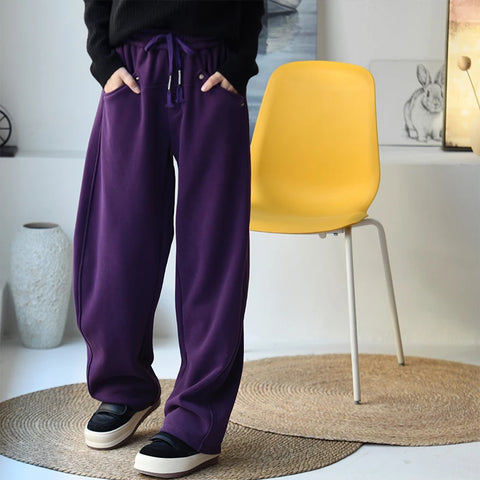 MICOCO K8063C Artistic temperament simple with thick loose high-waisted lean banana sweatpants