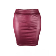 Black Slim Imitation Leather Pencil Mini Skirt High Waist Sexy Fashion Korean Short Skirts Women Wholesale Summer Sweet