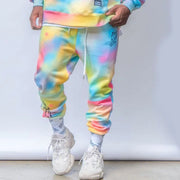 2023 Spring and Autumn Leisure Long Sleeve Loose Fit Large Fashion Sweater Pants Contrast Rainbow Hooded Sports Set