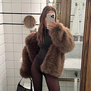 Lapels Faux Fur Coat Women 2024 Winter Brand Designer Fluffy Fox Fur Jacket Luxury Furry Overcoats Girl Stylish Long Outerwear