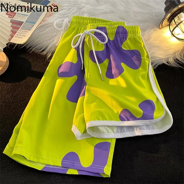 Beach Style Shorts for Women Fashion Summer Streetwear BF Y2k Pants Cartoon Print Casual Short Mujer Pantalones Cortos De Mujer