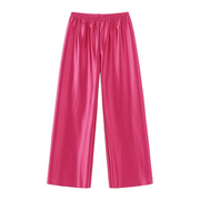 Satin Wide Leg Pants Long Floor Casual Pants Women's Summer