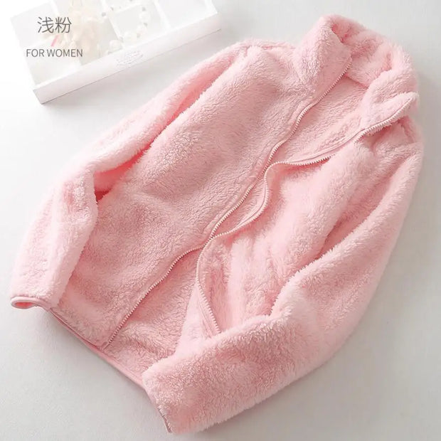 Women's Fleece Coat Winter Warm Thicken Jacket Two-Sided Wear Double-Sided Velvet Coral Fleece Coats Polar Fleece Jackets