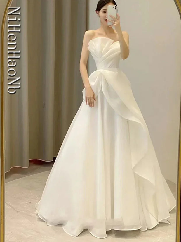 Robe De Mariee New Wedding Dresses Strapless Fashion Cheap Bride Dress Vestidos De Novia